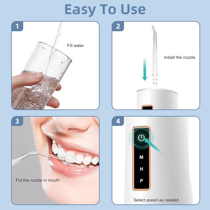 AILE Water Flosser ,3 Clean Modes with 4 Nozzles,230ML Tank,IPX7 Waterproof,Rechargeable  Portable Oral Irrigator,Brace Care,Gift