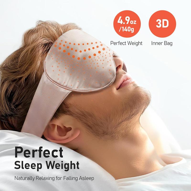 Weighted Silk Sleep Mask 4.9 oz (140g), Mulberry Silk Sleeping Mask with Detachable Insert, Women Men   Night Light Blocking Eye Mask with Adjustable Strap, for Relax Deep Sleep