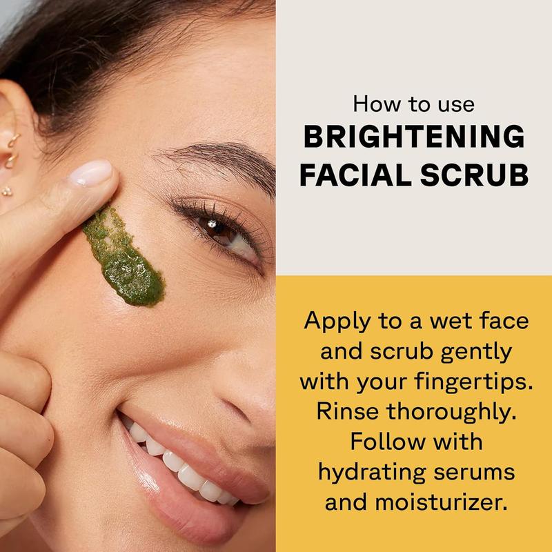 Acure Brightening Facial Scrub for a Youthful, Brighter, Radiant Complexion | With Sea Kelp & French Green Clay, 4 Fl Oz. Lemon Exfoliate Cleansing