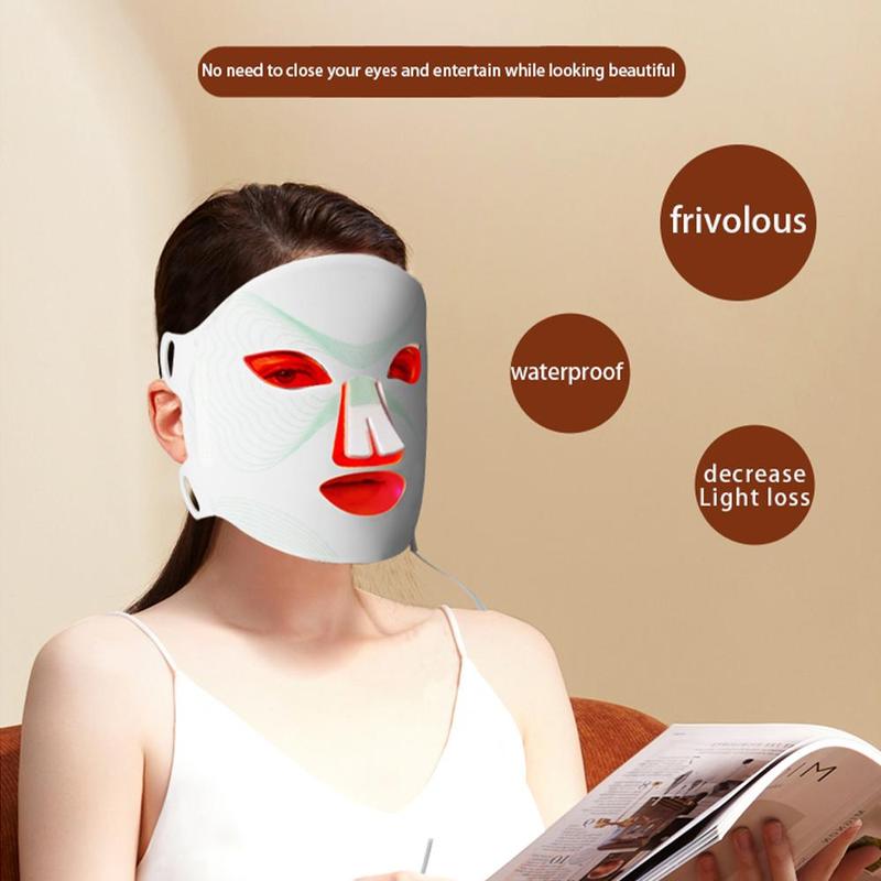 LED Light Facial Mask, 7 Color Silicone Electric Face Mask, Automatic Firming Facial Skin Care Mask, Professional Facial Beauty Instrument for Women