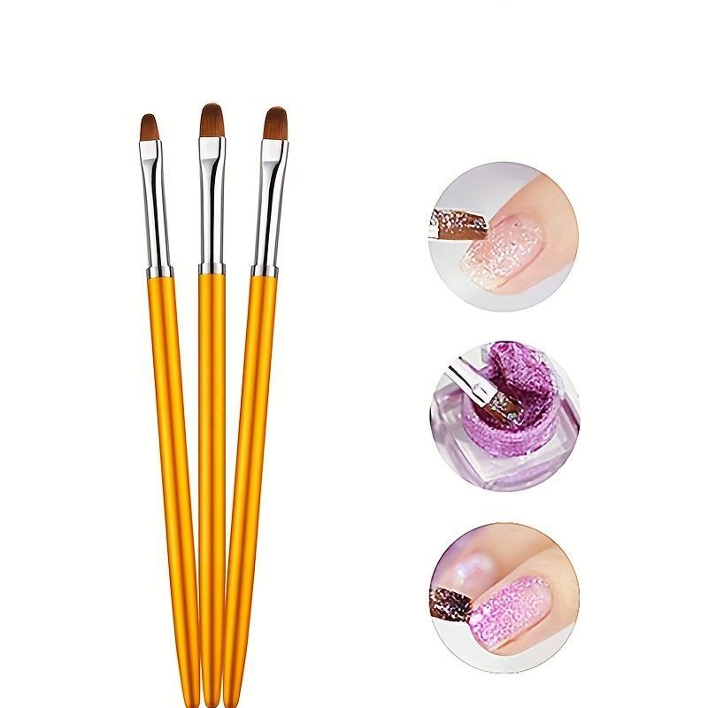 Nail Art Brush (3pcs), Gel Nail Polish Brush, Manicure Brush, Professional Manicure Tool for Home & Salon Use