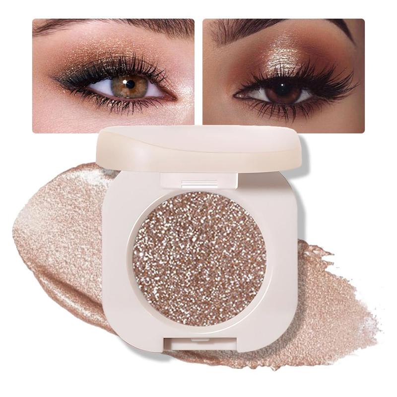 Monochrome Glittle Eyeshadow, Glittle & Matte monochrome eyeshadow, Neutral Glitter Pressed Powder Single Vegan Eyeshadow; Talc, Paraben & Cruelty Free, Brown Glitter Makeup Smooth eyeshadow makeup Blend Gentle Cosmetic