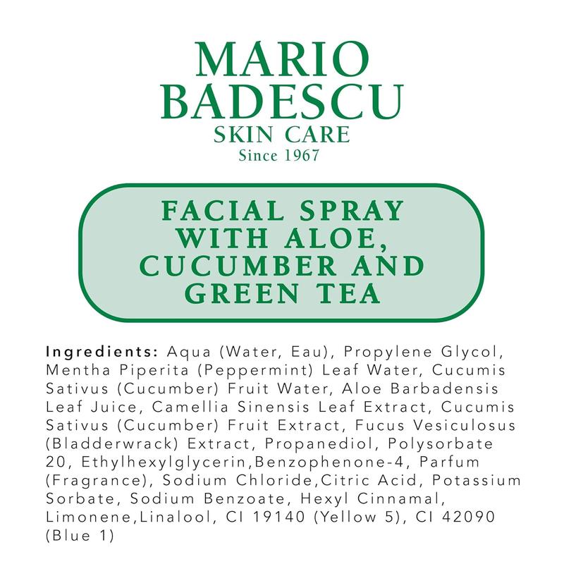 Mario Badescu Facial Spray with Aloe, Cucumber and Green Tea for All Skin Types, Face Mist that Hydrates & Invigorates