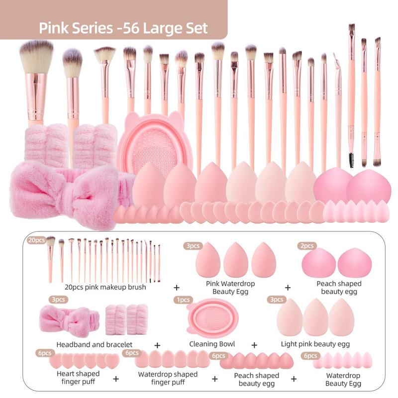 Makeup Tool Set, Makeup Brush & Headband & Wristband & Makeup Egg & Finger Powder Puff & Brush Bowl, Professional Makeup Tools for Women, Christmas Gift