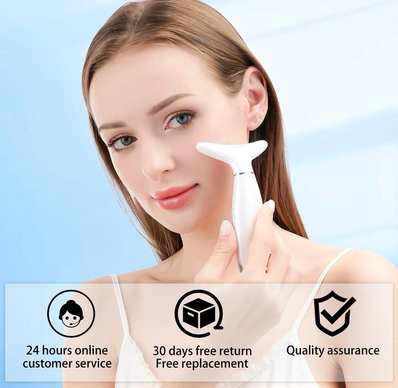 Multifunctional 3 color LED Face and Neck Skincare Massage Tool, Three Modes with Lifting & Vibration & Heating, Christmas Beauty Device Gifts for Woman