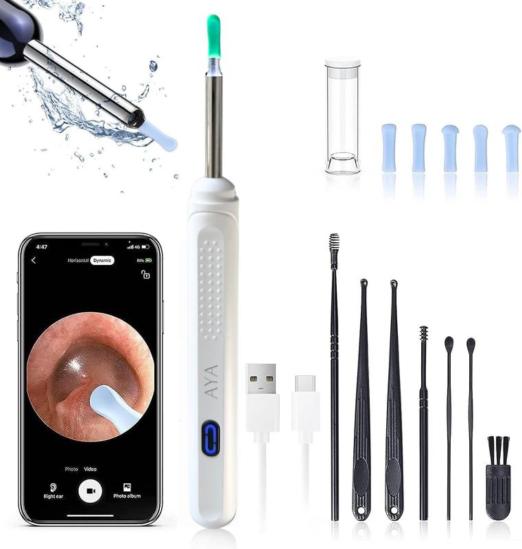 Ear Wax Removal and Cleaner with Camera  - 7 Pcs Set - Kit with Light - US BRANDED - 6 Ear Spoon - Great for iOS & Android