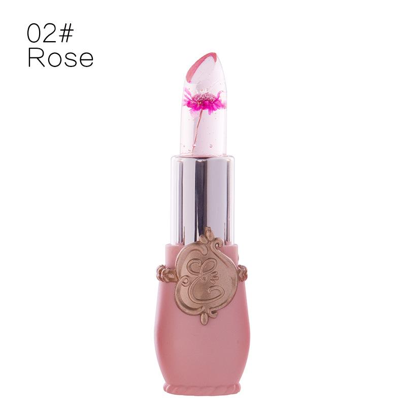 Ladies Flower Jelly Lipstick Temperature Change Moisturizer Lip Gloss Compact Makeup Color Hydrating Moisturizing Case