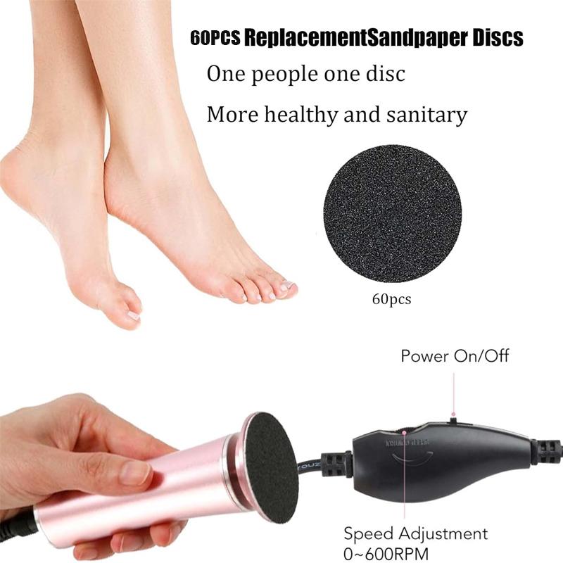 Electric Foot File,Foot Dead Skin Remover with 60pcs Replacement Sandpaper,Foot Callus Remover Tool, Compact Nail Care Pedicure Tools,Men Gifts