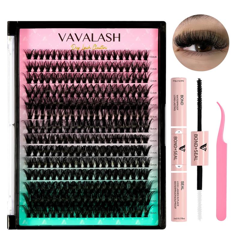 DIY Lash Extensions Kit Individual Cluster Lashes Kit with 280 Lash Clusters 40D+50D-0.07-D-10-16Mix, Lash Bond and Seal, Lash Applicator for DIY Eyelash Extensions at Home（Kit-40D+50D)