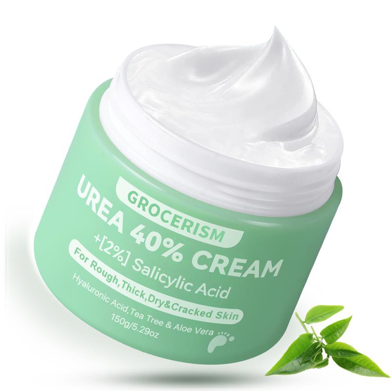 Grocerism Urea Cream 40 Percent For Feet Plus 2% Salicylic Acid Foot Cream and Hand Cream Maximum Strength with Hyaluronic Acid, Aloe Vera and Tea Tree For Deep Moisturizes,Callus Remover, Hydrating, Dry & Cracked Skin