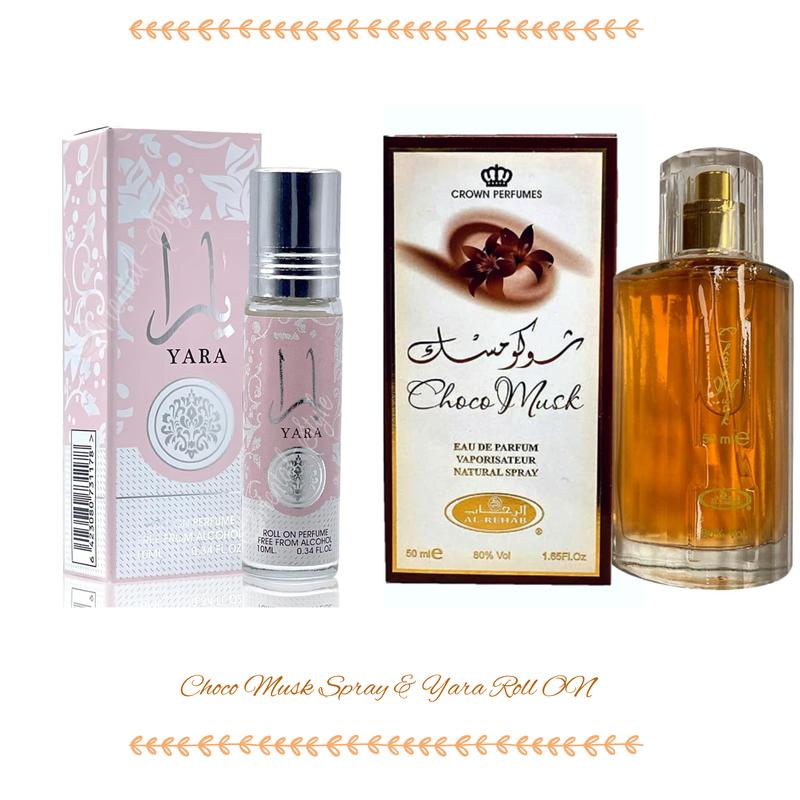 Bundle Pack Yara Perfume Roller On for Unisex 10 ml - Choco Musk 50ml