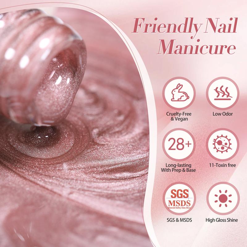 BORN PRETTY Moonlight Cat Magnetic Nail Polish Gel 15ml Dry Rose Cat Eye Magnetic Nail Polish Gel French Nail Art Christmas Gift For Women&Girls DIY at Home Easy To Use Nail Care