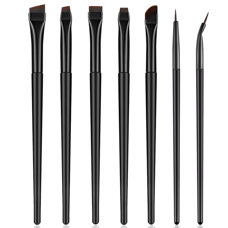 7 Pcs Eyeliner Brush, Angled Flat Definer Eye Liner Makeup Brushes, Ultra Fine Bent Pencil Point Eyeliner Brushes for Precision Liner