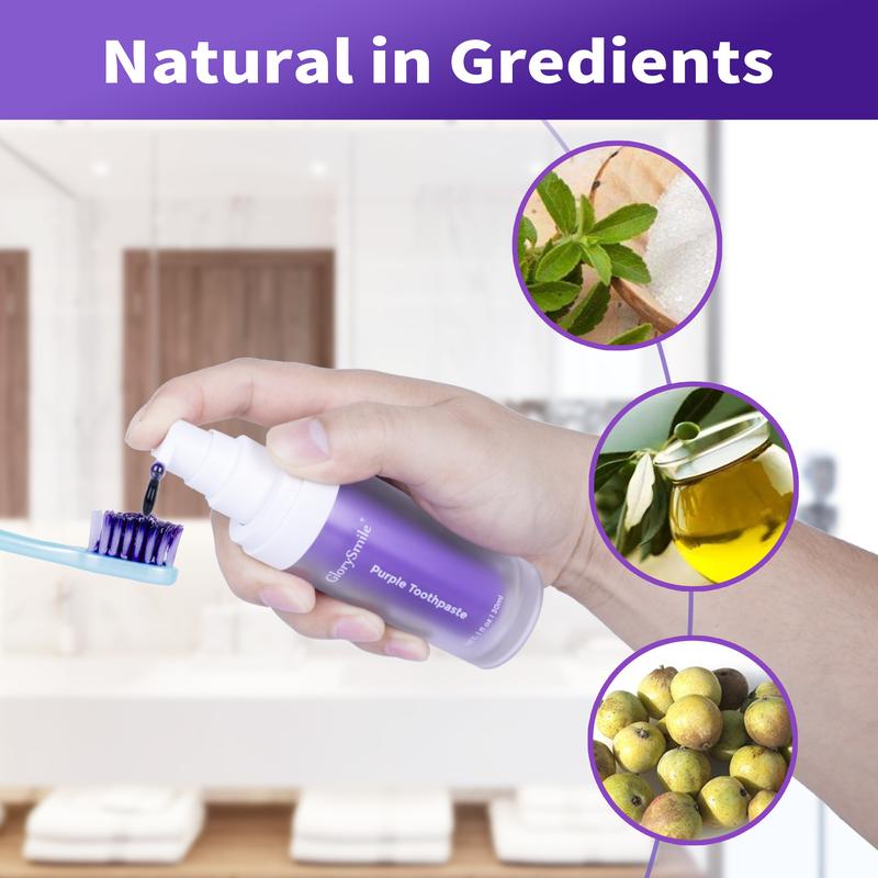 Dental Purple Toothpaste for Teeth Whitening, Tooth Stain Removal, Tooth Paint Booster for Brightness and Reduce Yellowing Gentle Daily Oral Foam purple toothpaste Sensitive