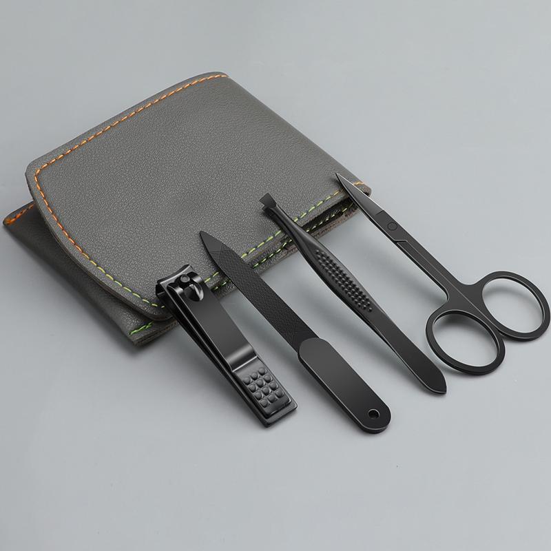 4pcs Manicure Set with Pouch, Portable Nail Clipper Set, Professional Manicure & Pedicure Tools for Women & Men