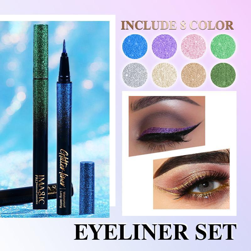 Glitter Liquid Eyeliner Set, 8 Counts set Long Lasting Shimmering Eyeliner, Waterproof Eye Makeup Tool for Women & Girls