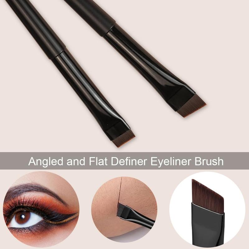 7 Pcs Eyeliner Brush, Angled Flat Definer Eye Liner Makeup Brushes, Ultra Fine Bent Pencil Point Eyeliner Brushes for Precision Liner