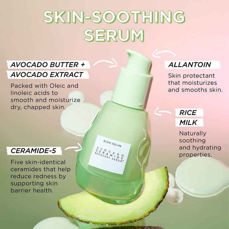 Glow Recipe Soothe, Glow & Bright Gift Set - Holiday Skincare Set with Niacinamide Dew Drops Face Serum + Avocado Ceramide Facial Serum + Guava Dark Spot Serum - Korean Skincare Travel Kit (3 Count)