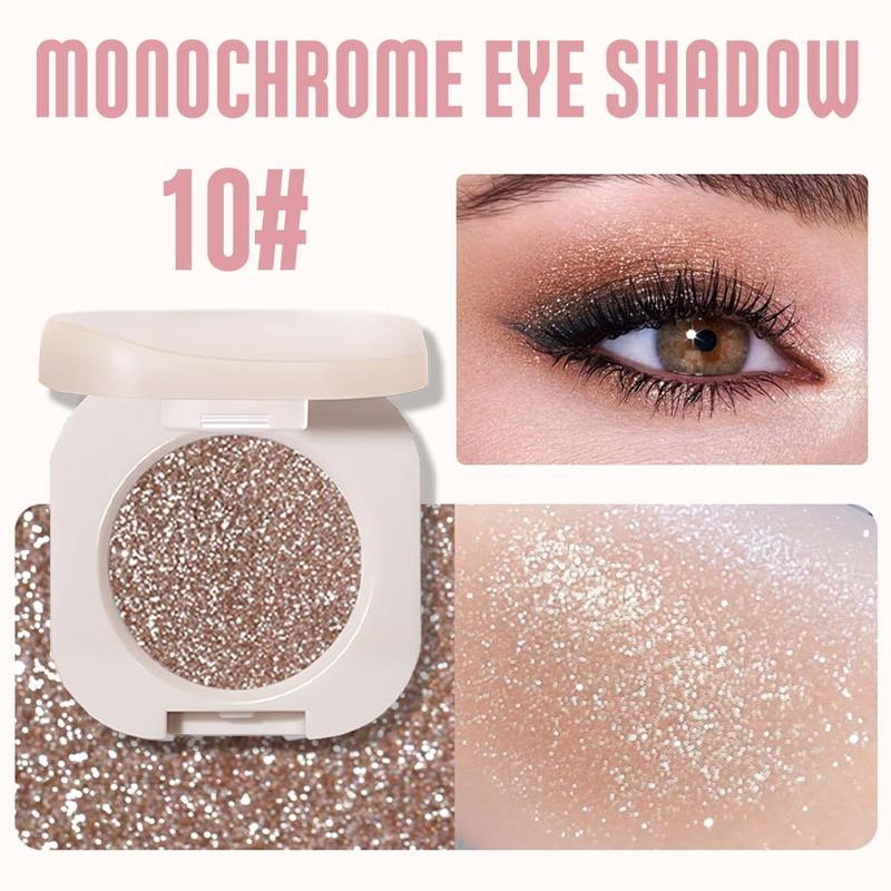 Monochrome Glittle Eyeshadow, Glittle & Matte monochrome eyeshadow, Neutral Glitter Pressed Powder Single Vegan Eyeshadow; Talc, Paraben & Cruelty Free, Brown Glitter Makeup Smooth eyeshadow makeup Blend Gentle Cosmetic