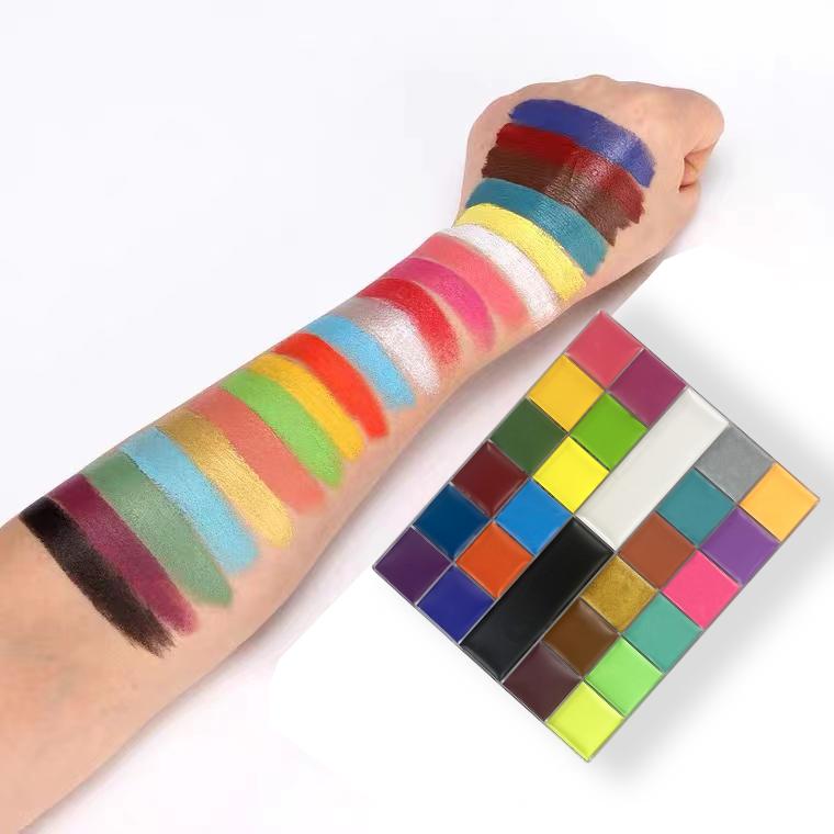 26 Color Face and Body Oil Paint Palette, Professional and Safe Non-Toxic Tattoo Halloween Special Effects Party Makeup Kit for Kids and Adults.