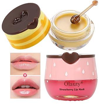 4 PCS Bee Lip Balm & Lip Mask Set – Honey Pot, Honey & Strawberry Lip Mask, Propolis Moisturizing Lip Balm with Stick – Hydrating, Exfoliating, and Preventing Dry & Chapped Lips, Lip Care & Fine Line Treatment