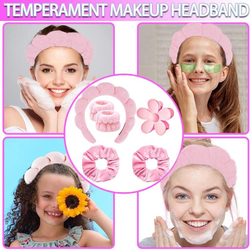 Acne Patches & Facial Headband & Wristband & Large Hair Claw Clip Set, Soft Sponge Headband Hair Hoop, Spot Cover Stickers for Face and Skin