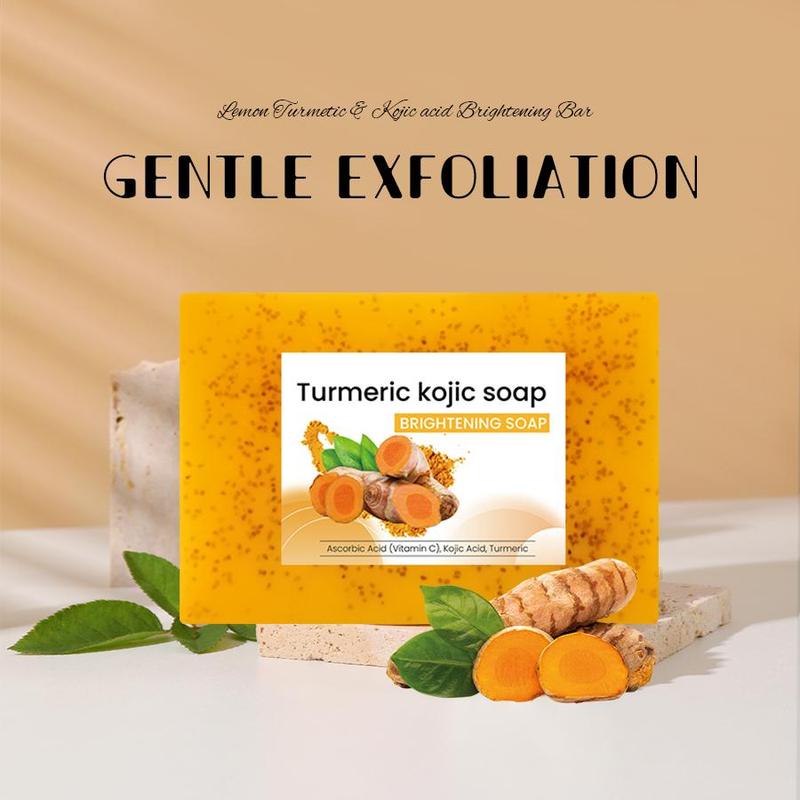 Turmeric Lemon Soap, 8 Counts Deep Cleansing Bathing and Facial Soap with 2 Foaming Nets, Suitable for Both Men and Women