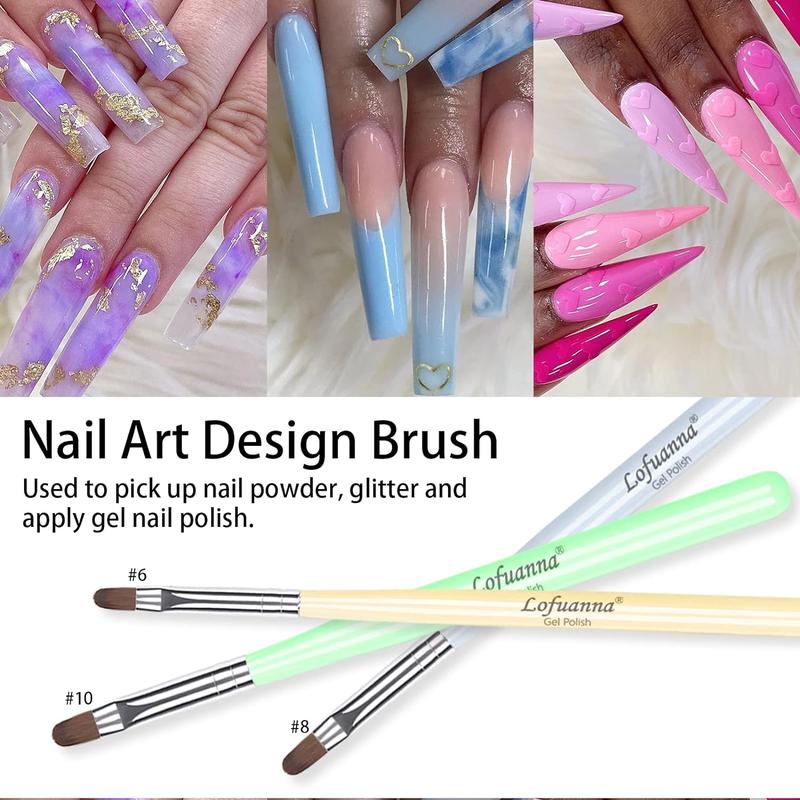 Gel Nail Brush Set, 7 Counts set Poly Extension Gel Brushes with Box, Professional Nail Nail Art Design Tool Kit for Home and Salon Use