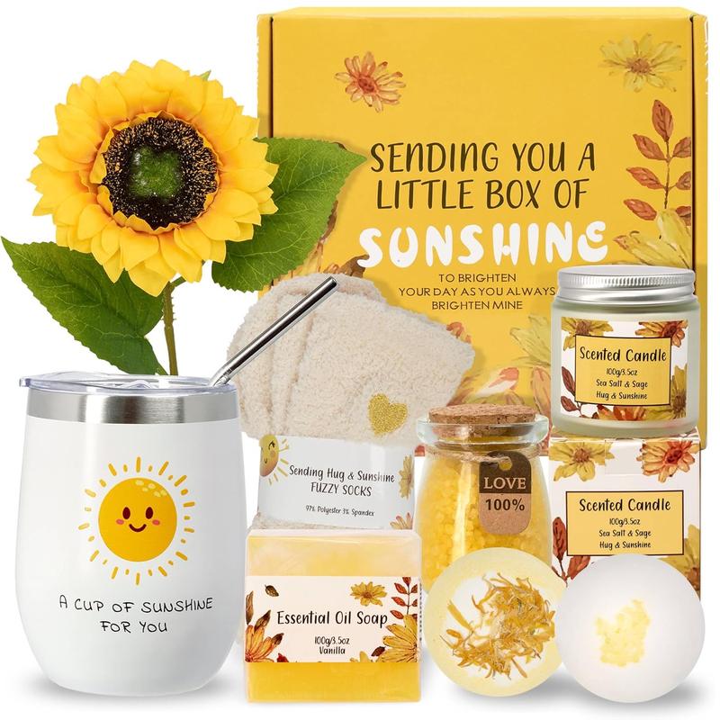 Gift Baskets For Women, Get Well Gifts for Women-8- Care Package, Christmas Gifts for Women,  Friend, Mom & Sister, Sunflower Gifts & Get Well Soon Gift Baskets - Little Box of Sunshine