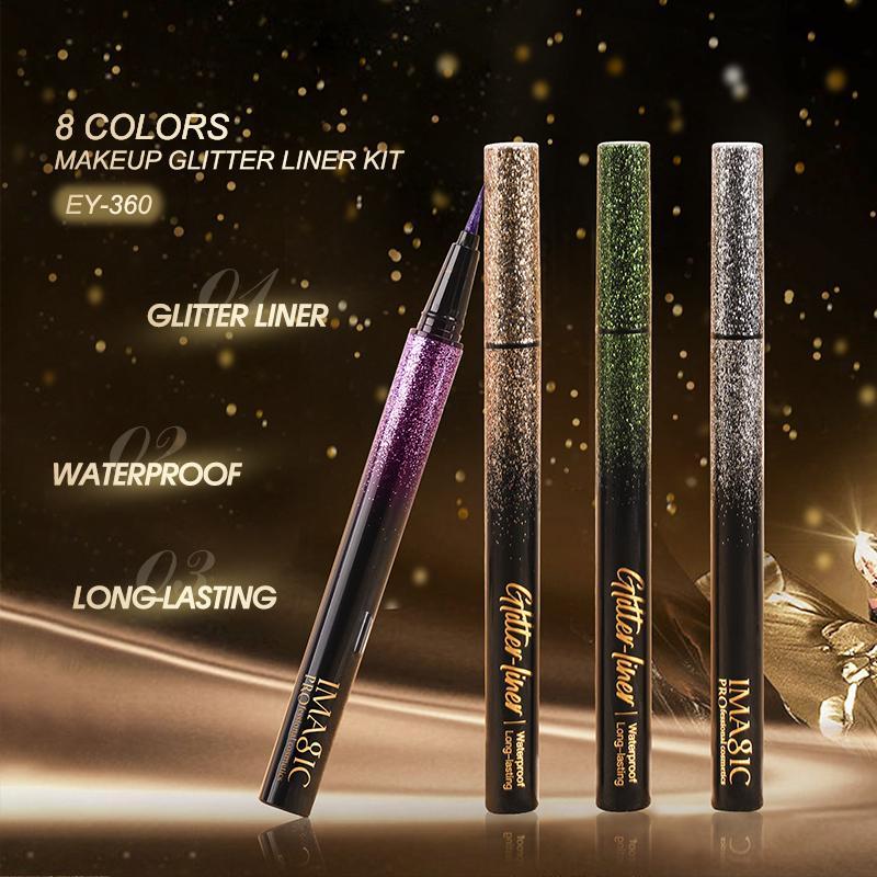 Glitter Liquid Eyeliner Set, 8 Counts set Long Lasting Shimmering Eyeliner, Waterproof Eye Makeup Tool for Women & Girls