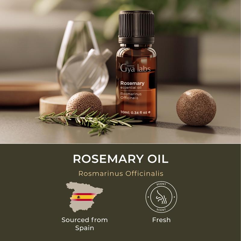 Gya Labs Rosemary Oil for Hair, Scalp, Skin - (0.34 fl oz) Rosemary Essential Oil