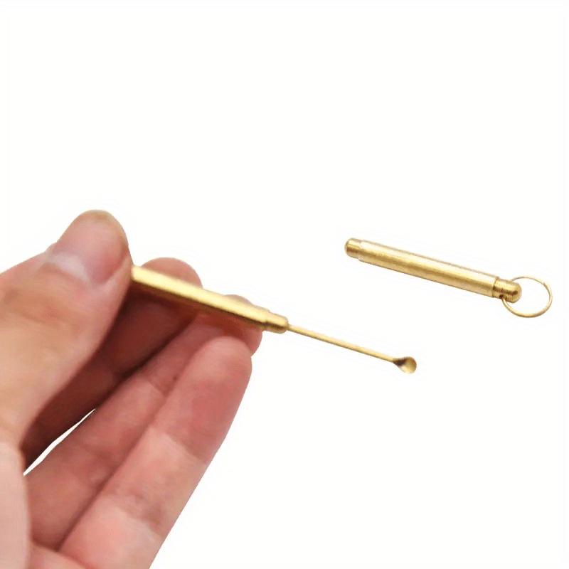 Portable Brass Ear Pick Keychain, Ear Wax Removal Tool with Rings, Travel Pack Ear Cleaner, Personal Care Accessories