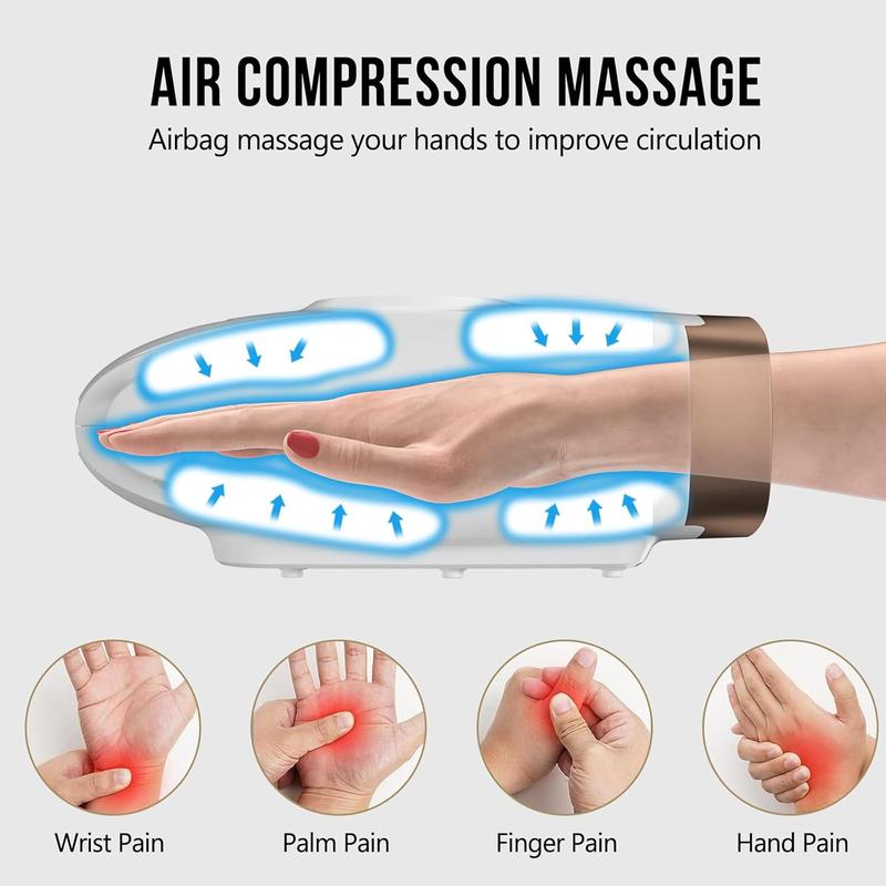 Hand Massager Machine with Heat and Compression, 6 Levels Shiatsu Massager for Arthritis and Carpal Tunnel Relief, Pain Relief for Finger, Wirst, and Hand, Best Gifts for Men and Women