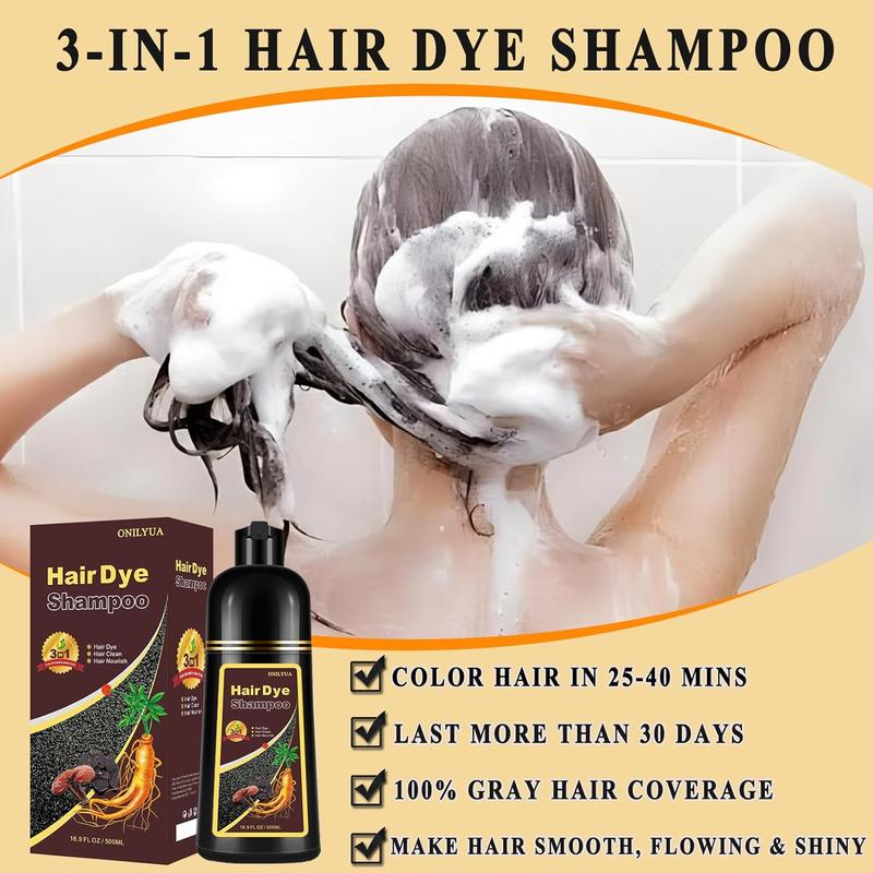 Hair Dye Shampoo 3 in 1 for Gray Hair, Long-lasting & Natual Hair Color Shampoo, Instant Hair Dye for Men Women, Effect in Minutes 16.9 Fl Oz(Dark Coffee) Haircare