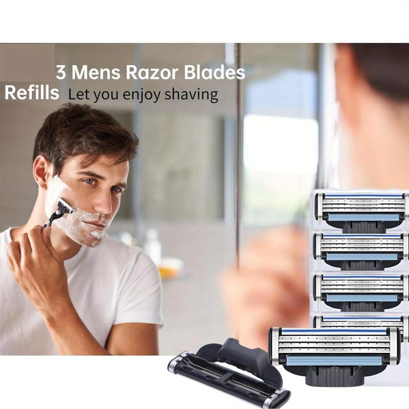 3 Layer Manual Razor Blade, 24pcs Men's Razor Blade, Refills Hair Removal Device Blades, Sharp Personal Care Blades for Sensitive Skin Shaving