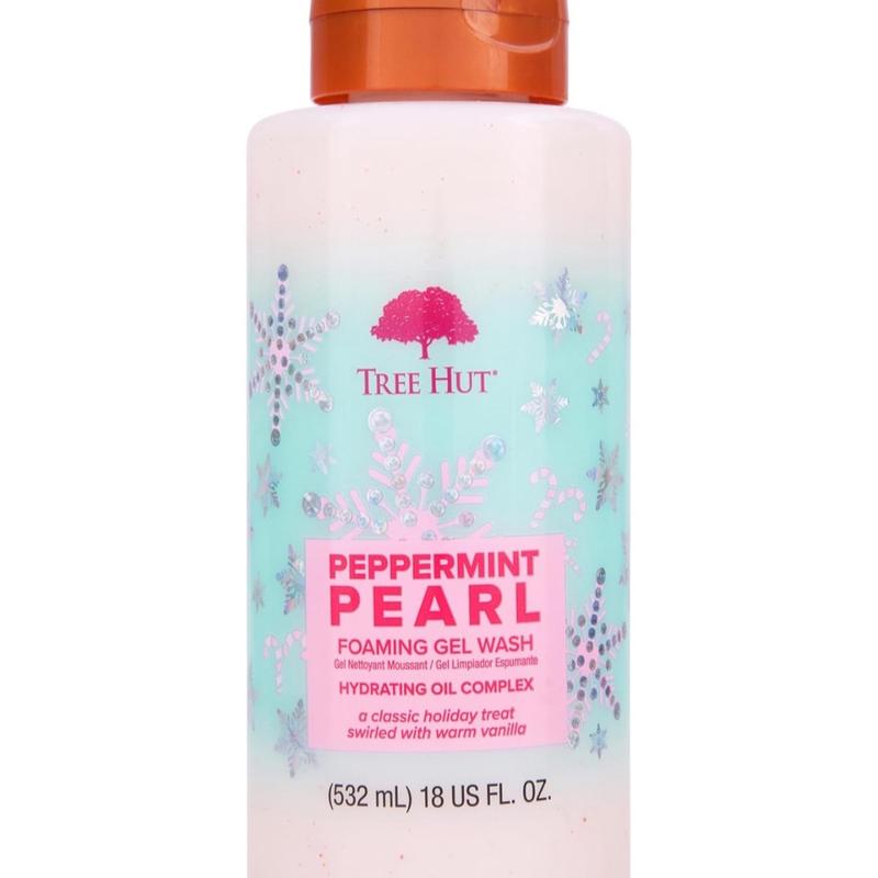 Tree Hut Peppermint Pearl Foaming Gel Wash - Hydrating Oil  Complex - Limited Edition Holiday Body Wash