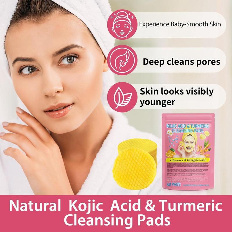 Turmeric Kojic Acid Cleansing Pads, 3 Boxes Moisturizing Daily Skin Cleansing Pads, Facial Pore Deep Cleanser, Comfort Skin Care Product