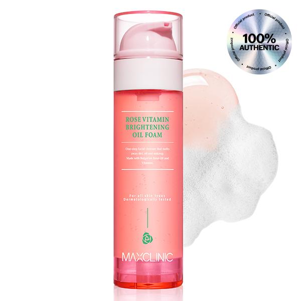 MAXCLINIC Rose Vitamin Brightening Oil to Foam - Official Product Korean Hydrating Daily Foaming Face Wash Oil Based Facial Cleanser to Foam (3.88 oz)