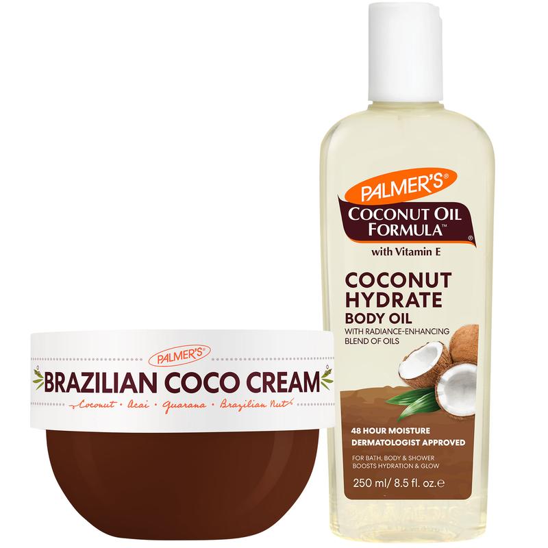 Palmer's Coconut Oil Formula Brazilian Coco Cream & Body Oil Bundle for Body Care Moisture Vegan