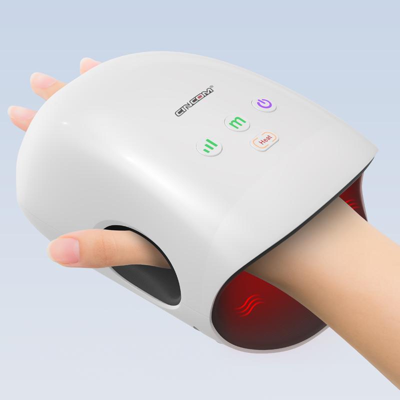 CINCOM Portable Hand Massager (WHITE), Cordless, with Comfort Heat and Gentle Massage, Adjustable Settings, Auto-Off Feature, Rechargeable, Perfect for Daily Relaxation, Ideal Gift