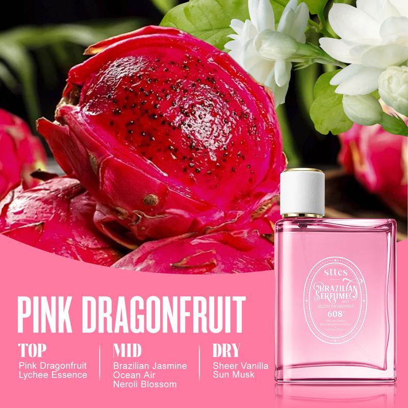 Sttes brazilian Perfume 608#（DELICIOUS PINK DRAGONFRUIT） - Eau De Perfume 100ml (3.4fl Oz)  Fruity and floral  (vanilla +Brazilian jasmine+red pitaya) sttes brazilian