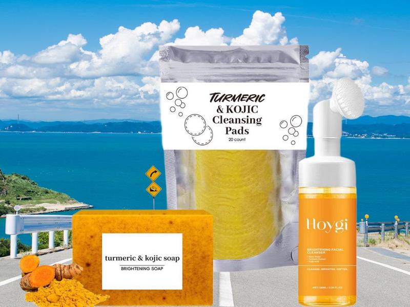 SY E-COMMERCE 3 Pcs Turmeric Wash and Care Three Piece Set, Turmeric Tablets, Turmeric Cleansing Mousse, Turmeric Soap Facial Cleansing Skincare Facial Cleansing Cleanser Comfort Facial Wash