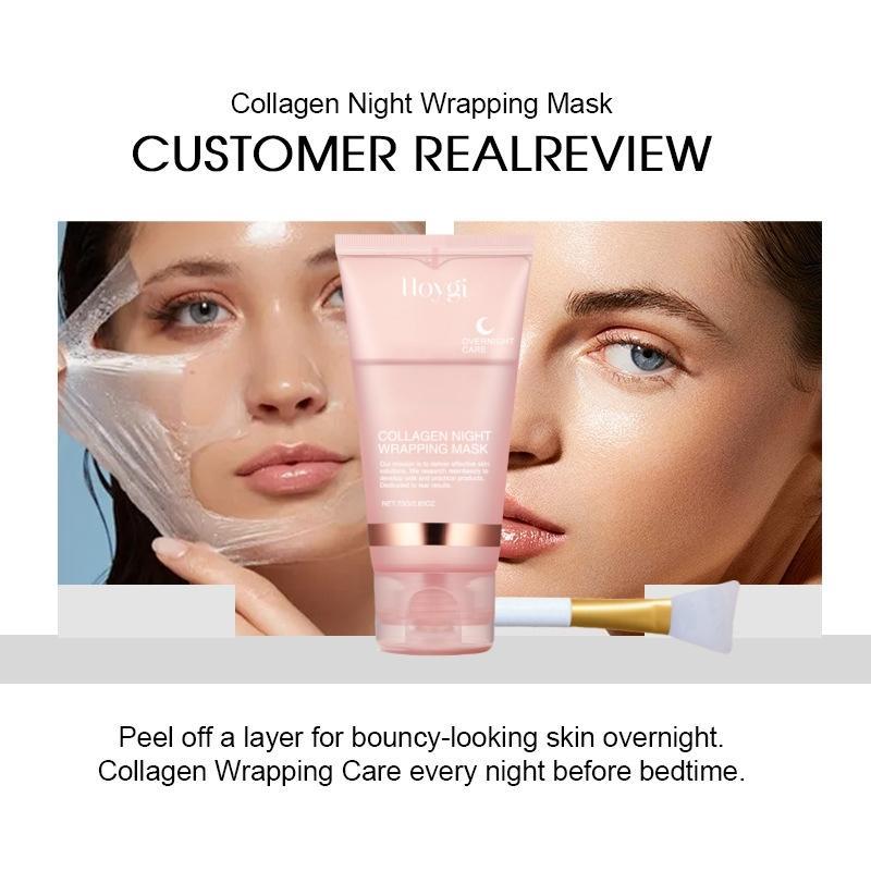 Collagen Overnight Wrapping Facial Mask, 5 Counts set Moisturizing Facial Mask, Deep Cleansing Facial Mask, Face Care Product for Women & Men, Christmas Gift