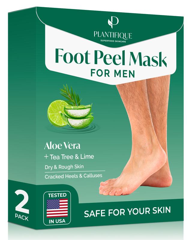 Plantifique Men Foot Peel Mask - Foot Mask for Dry Feet - Callous Remover - Exfoliate - Moisturize - Exfoliator Nail Callus Remover Peeling Moisturizer Hydrate - Improves Moisture - Hydrating Mask - Moisturizing