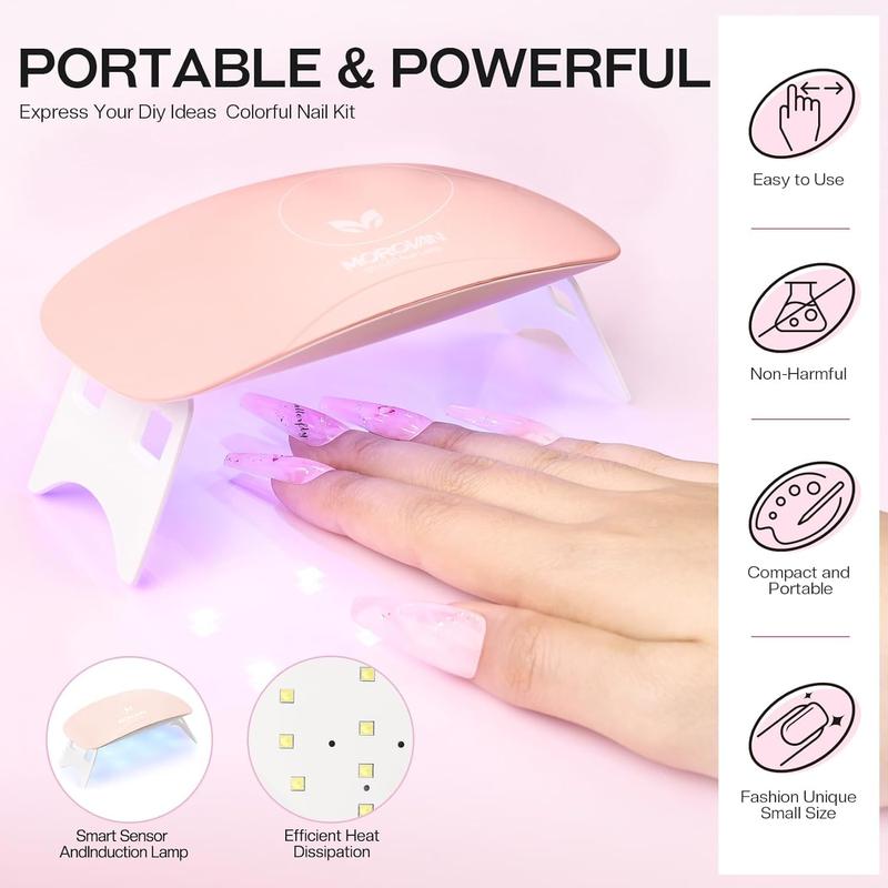 Morovan Poly Gel Nail Kit: 1OZ Large Capacity Poly Nail Gel Kit Best Valentine Gift For Her with UV Light - Clear Pink Poly Extension Gel for Beginners with Everything All In One Poly Gel Kits for Nail Manicure Starter