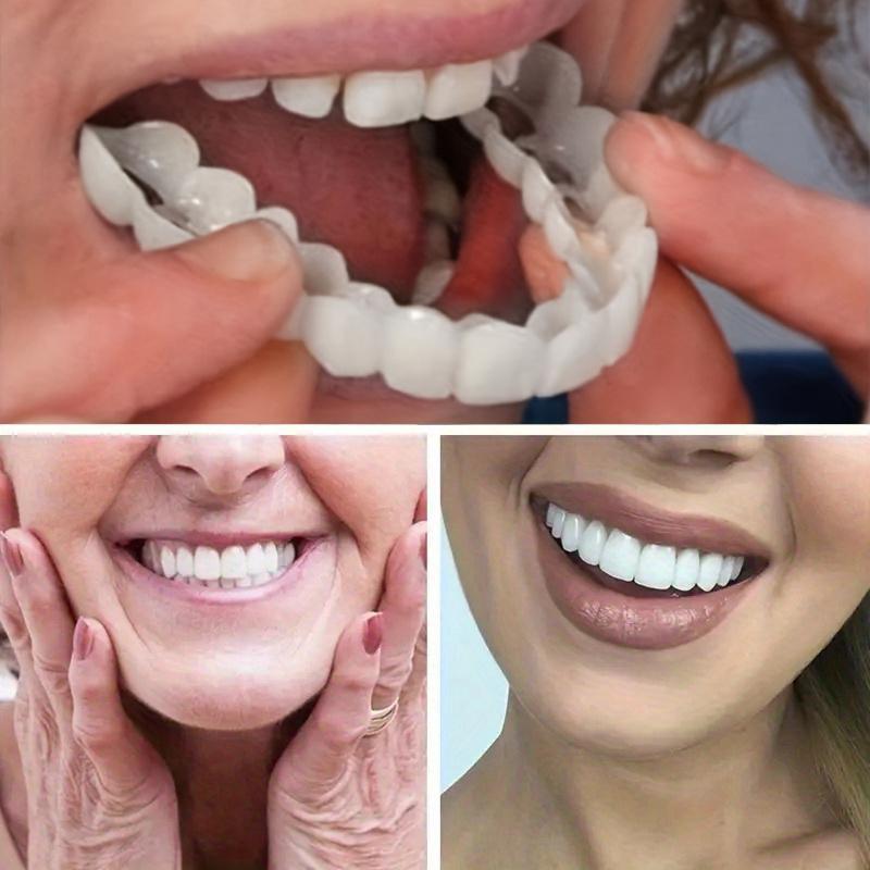 2pc 2 piece Flexible upper and lower dentures covered with perfect white veneers, comfortable fit, denture accessories suitable for men and women, whitening to enhance confidence