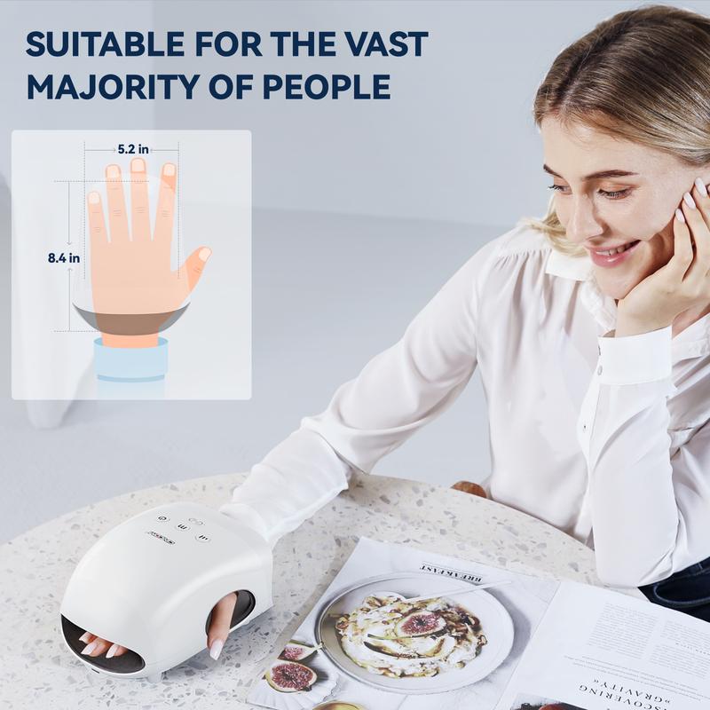 CINCOM Portable Hand Massager (WHITE), Cordless, with Comfort Heat and Gentle Massage, Adjustable Settings, Auto-Off Feature, Rechargeable, Perfect for Daily Relaxation, Ideal Gift