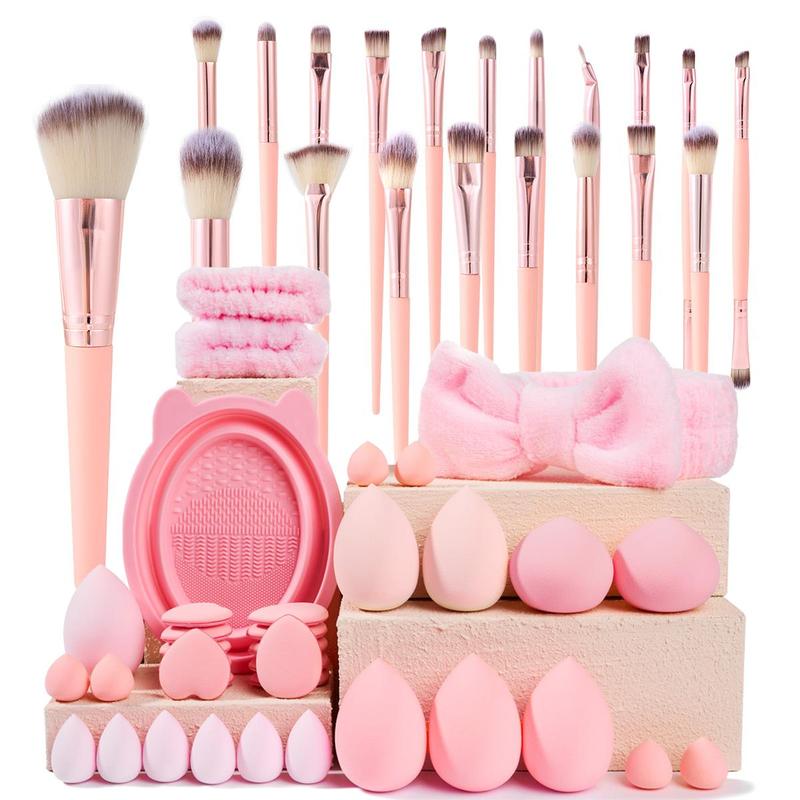 Makeup Tool Set, Makeup Brush & Headband & Wristband & Makeup Egg & Finger Powder Puff & Brush Bowl, Professional Makeup Tools for Women, Christmas Gift