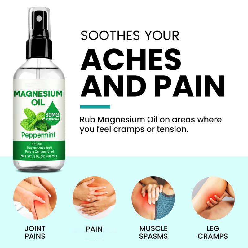 3 Pack Portable Topical Magnesium Oil Spray for Feet & Body & Hand, Fast Absorption, Less Sting, Ultra-Soothing, Relax for Sleep & Muscle, Deodorant Oil Spray include Vanilla & Mint & Lavender & Tea Tree & Orange & Refreshing Odourless Body Care Comfort