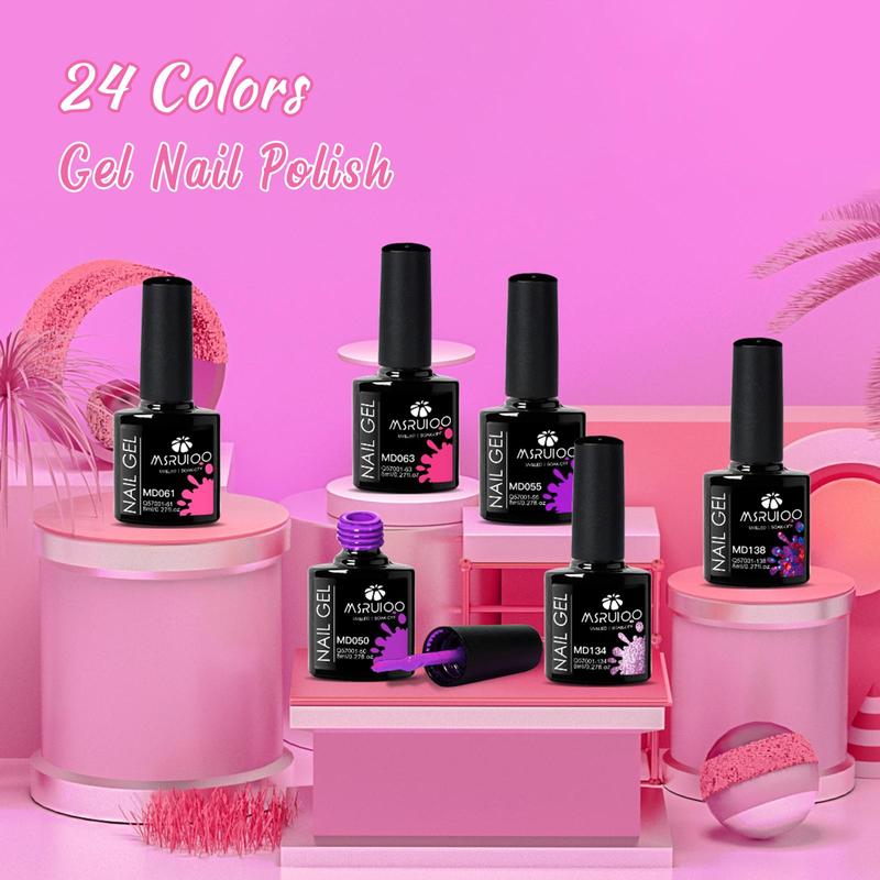 Colorful Gel Nail Polish Set for Christmas Gift, 24pcs set Soak off UV Gel LED Lamp Nail Art Gel, Long Lasting Nail Art DIY for Women & Girls